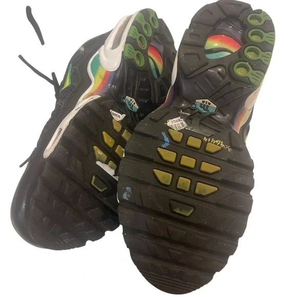 Big Kids Nike Air Max Black Rainbow Sneakers Shoes 6Y - Picture 6 of 7